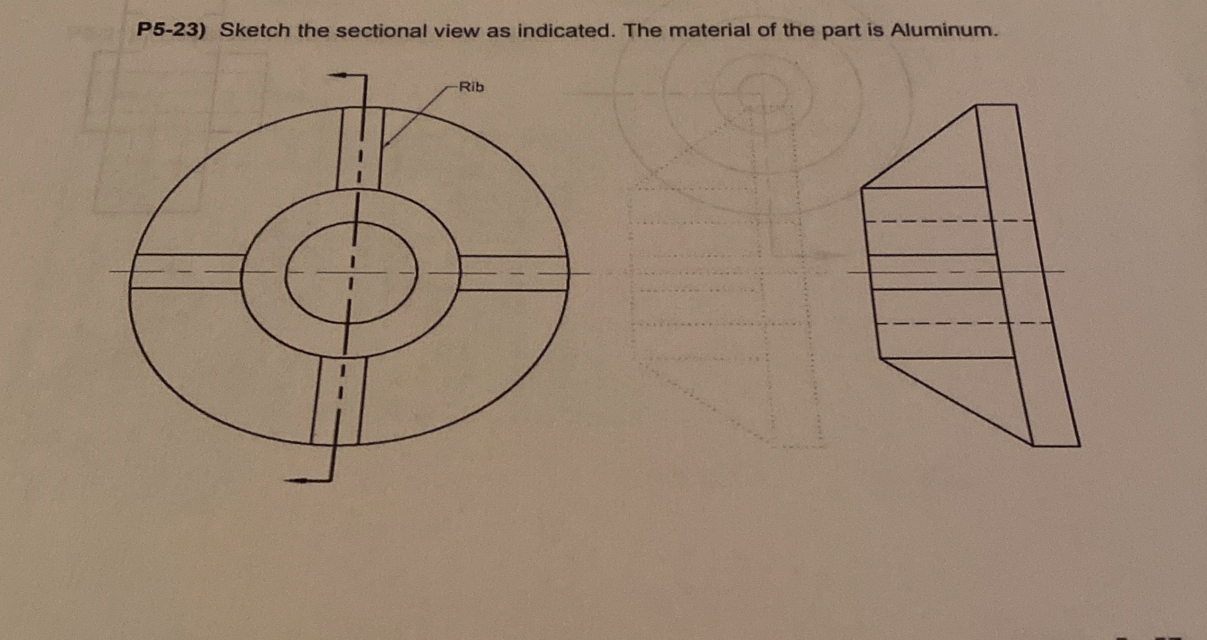 P 5 - 2 3 ) Sketch the sectional view as