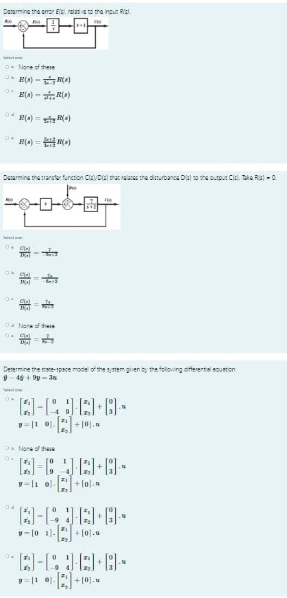 solve the 3 control system cource questions
