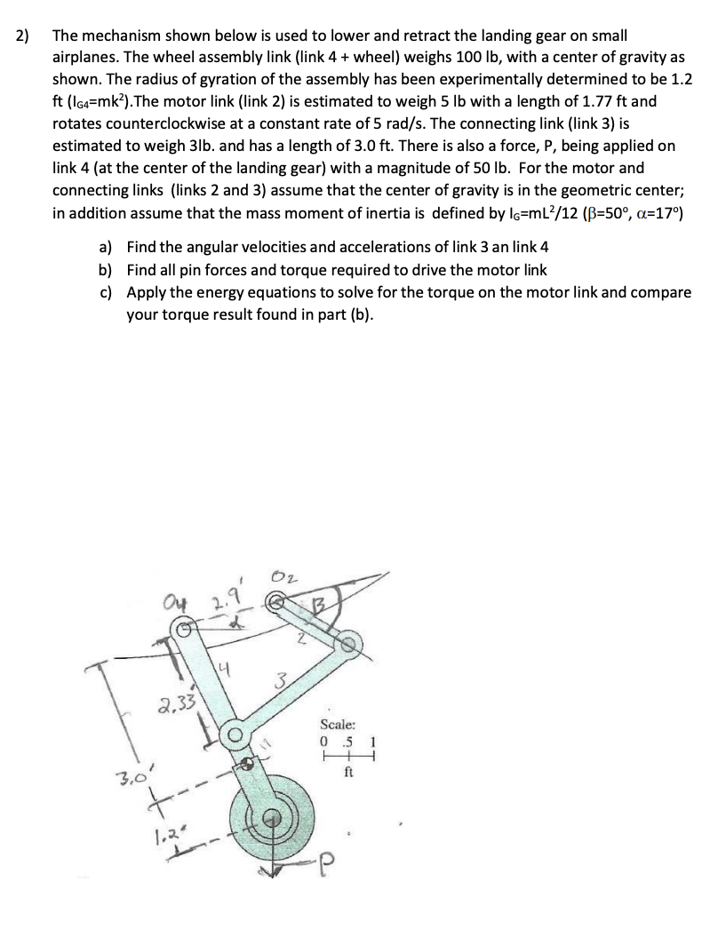2 ) The mechanism shown below is used to lower