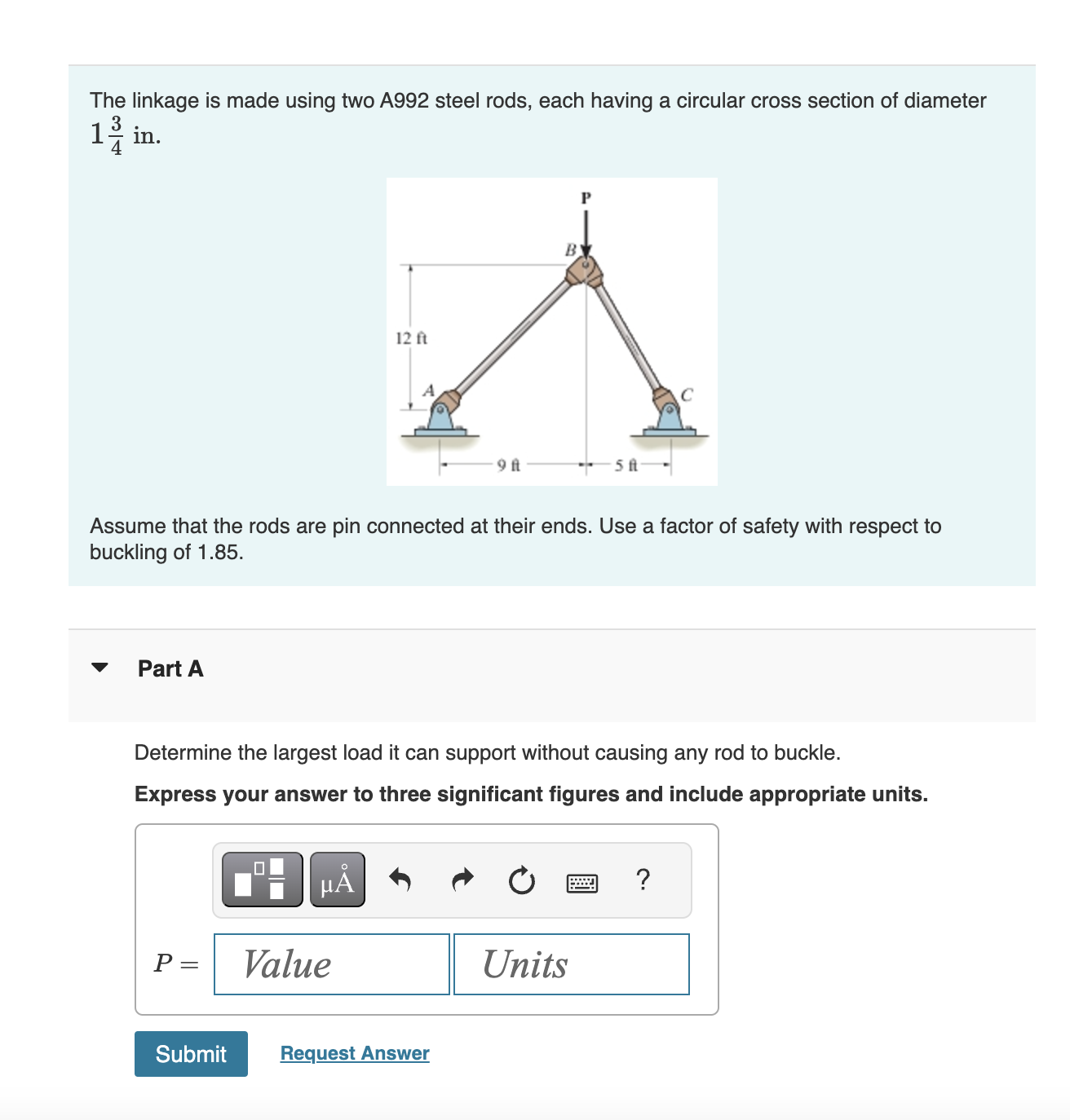 The linkage is made using two A 9 9 2 steel rods,