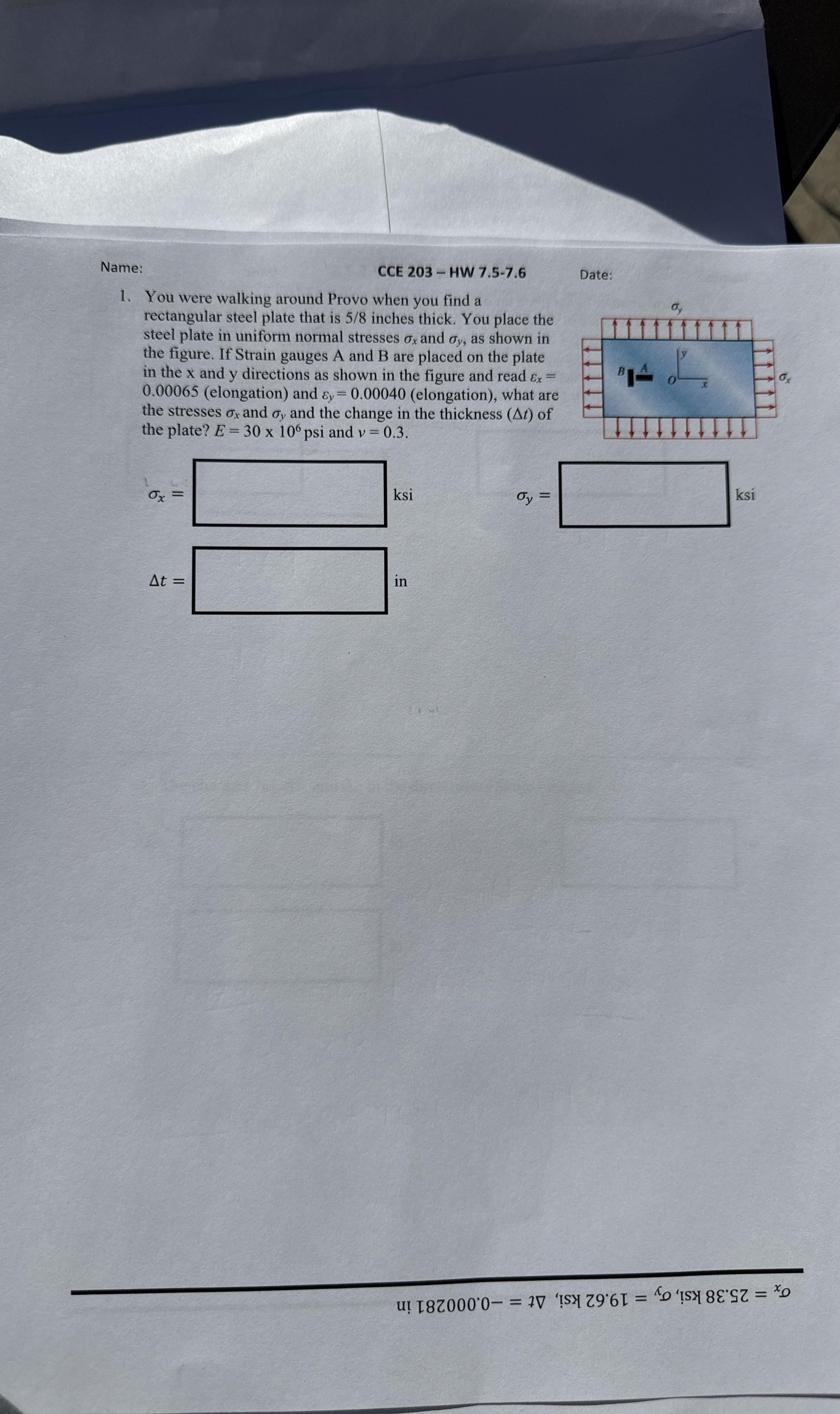 Name: CCE 2 0 3 - HW 7 . 5 - 7 . 6 Date: You were