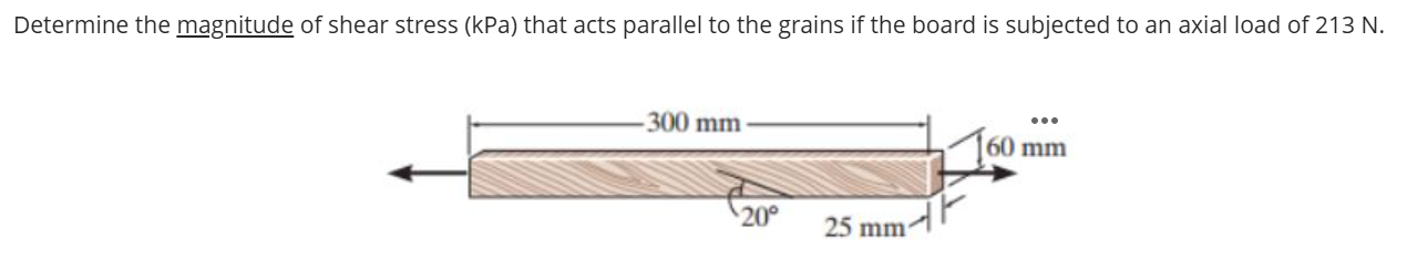 Determine the magnitude of shear stress ( kPa )