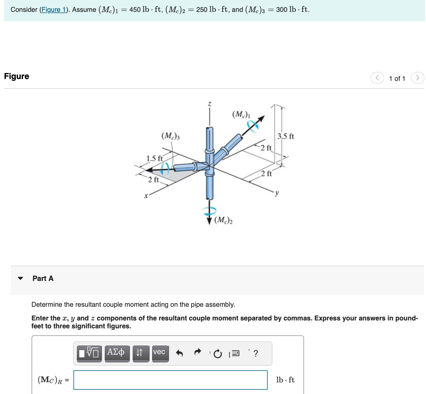 Figure Part A Determine the resultant couple