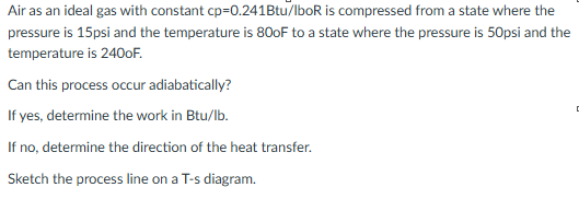 Air as an ideal gas with constant \ ( \ mathrm {
