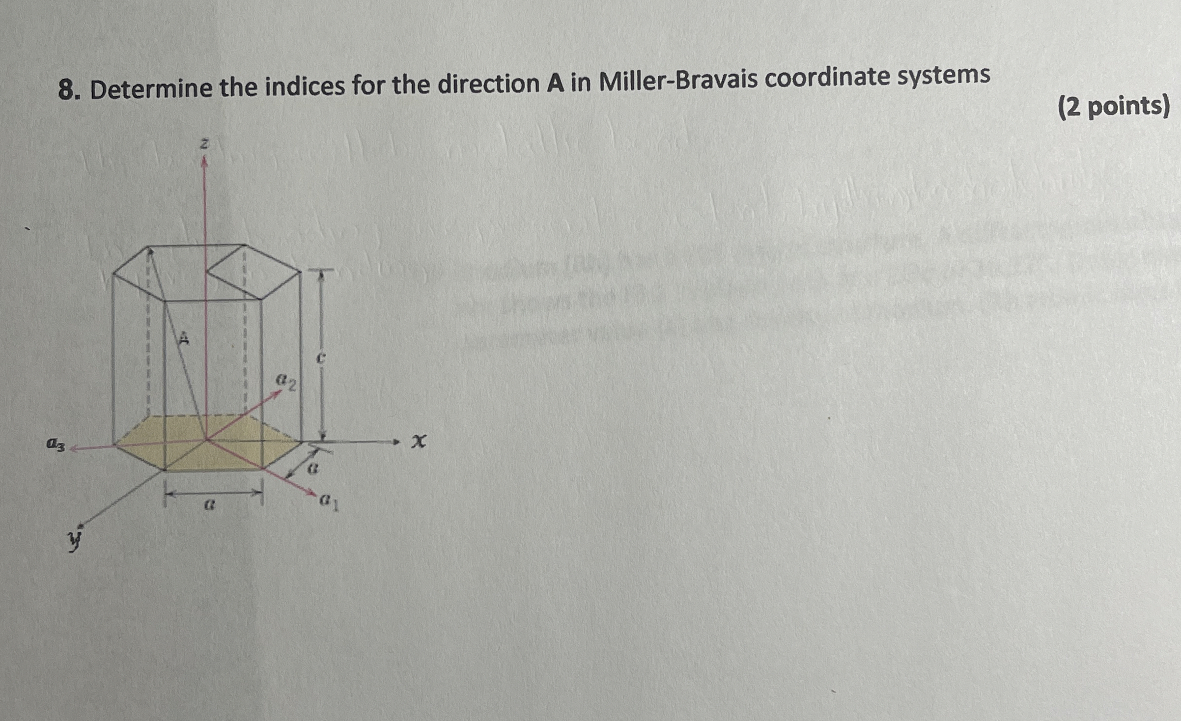 Determine the indices for the direction A in