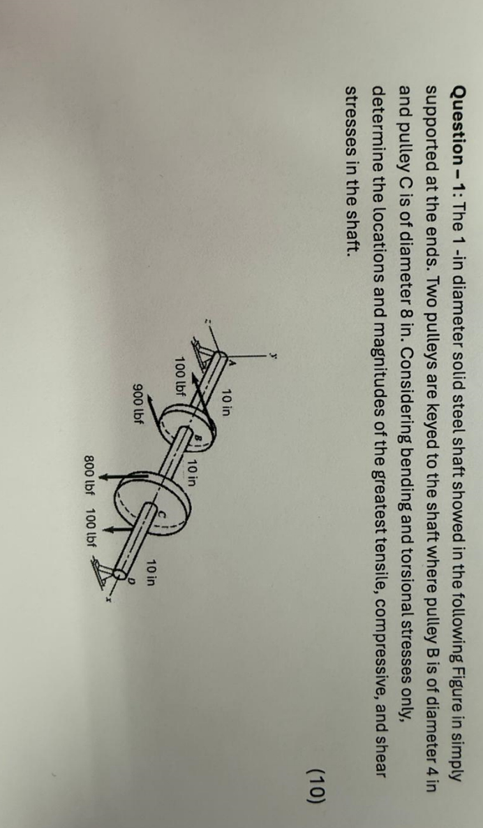 Question - 1 : The 1 - in diameter solid steel
