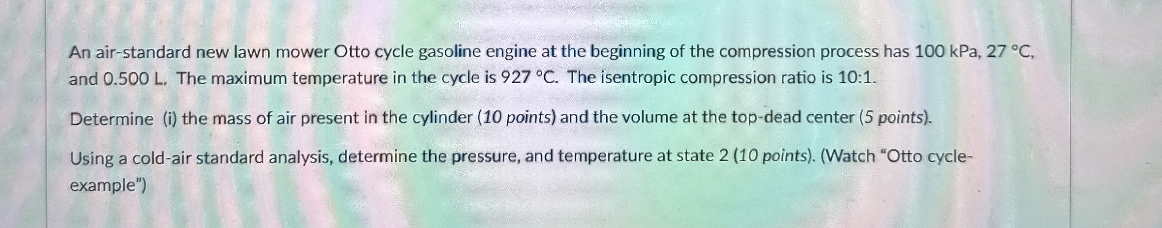 An air - standard new lawn mower Otto cycle