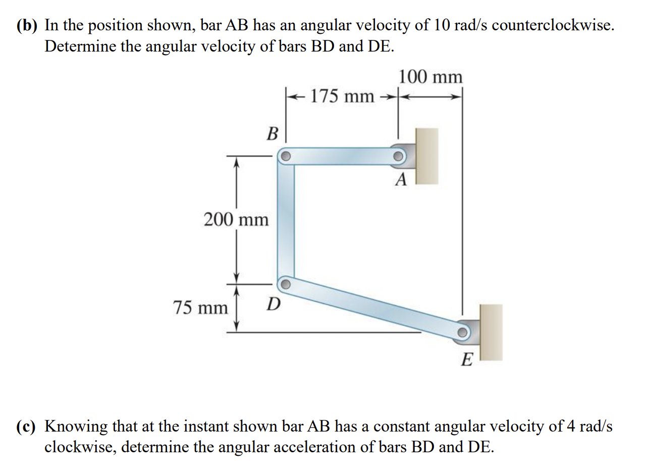 ( b ) In the position shown, bar AB has an