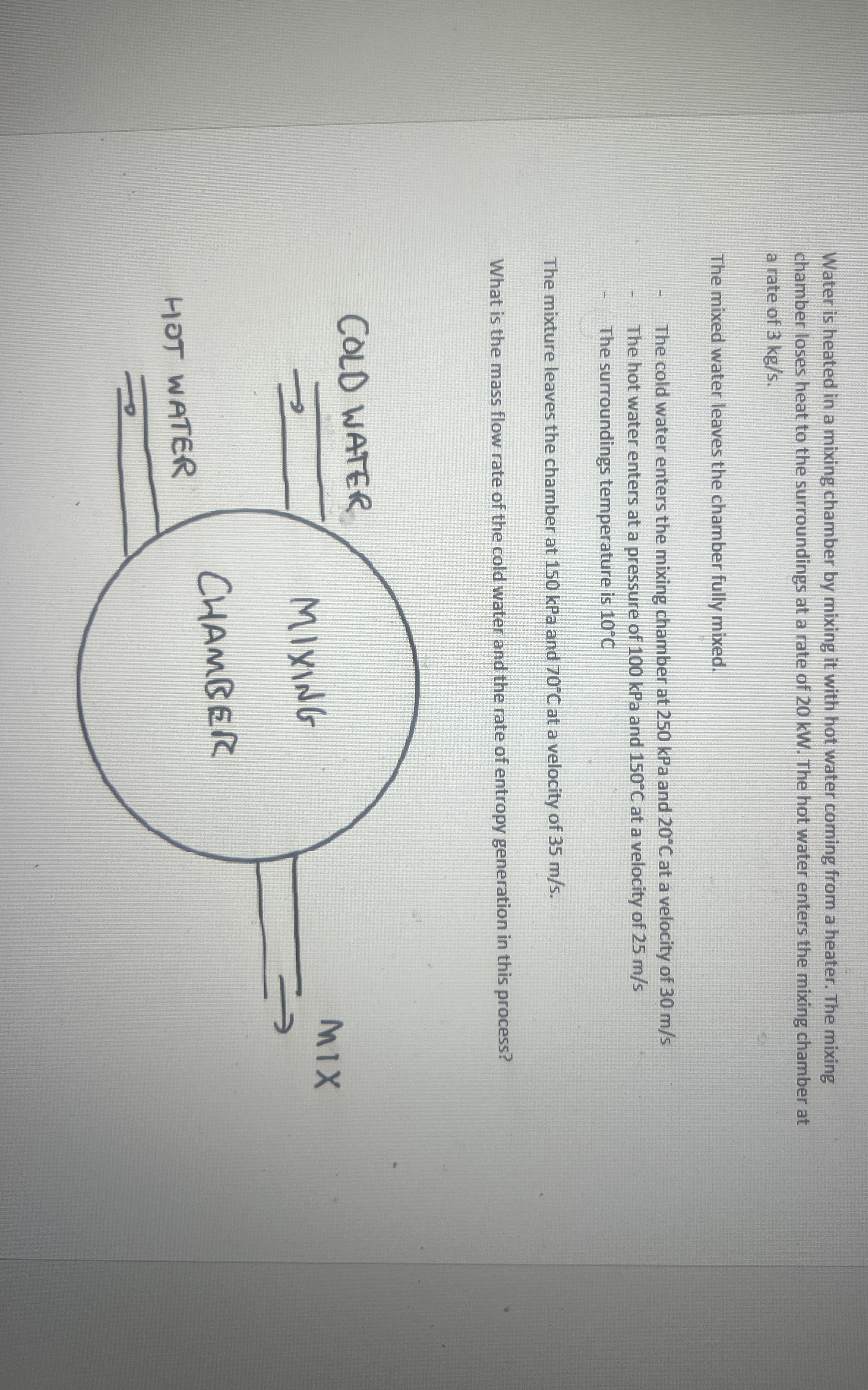 Water is heated in a mixing chamber by mixing it