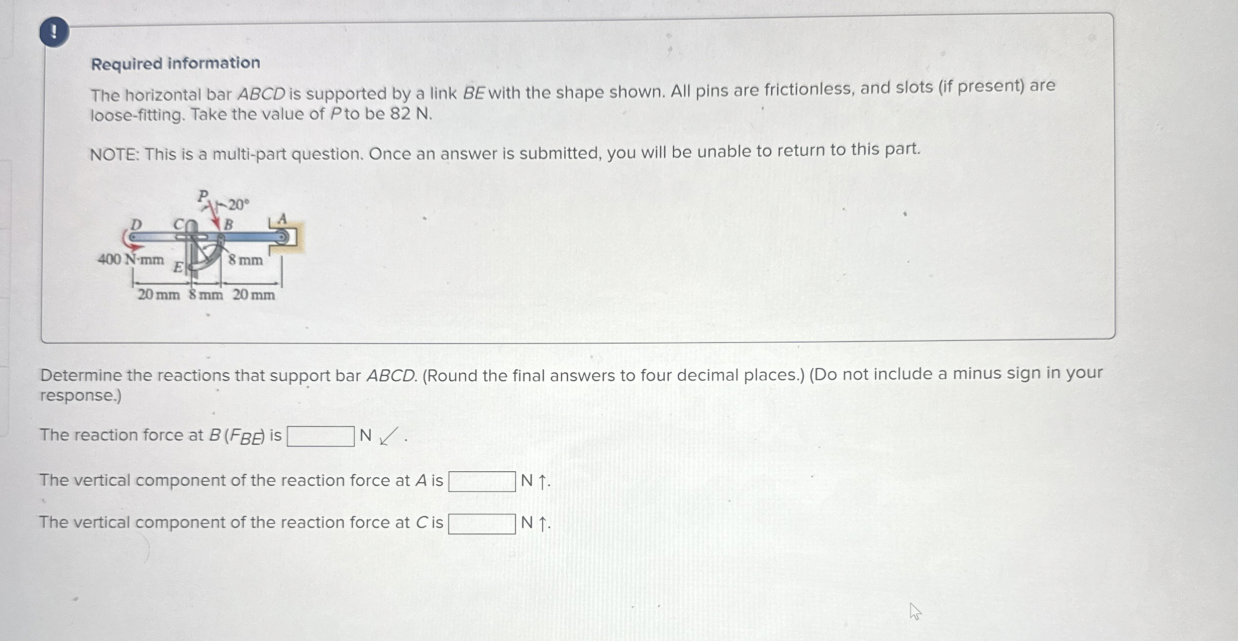 Required information The horizontal bar ABCD is