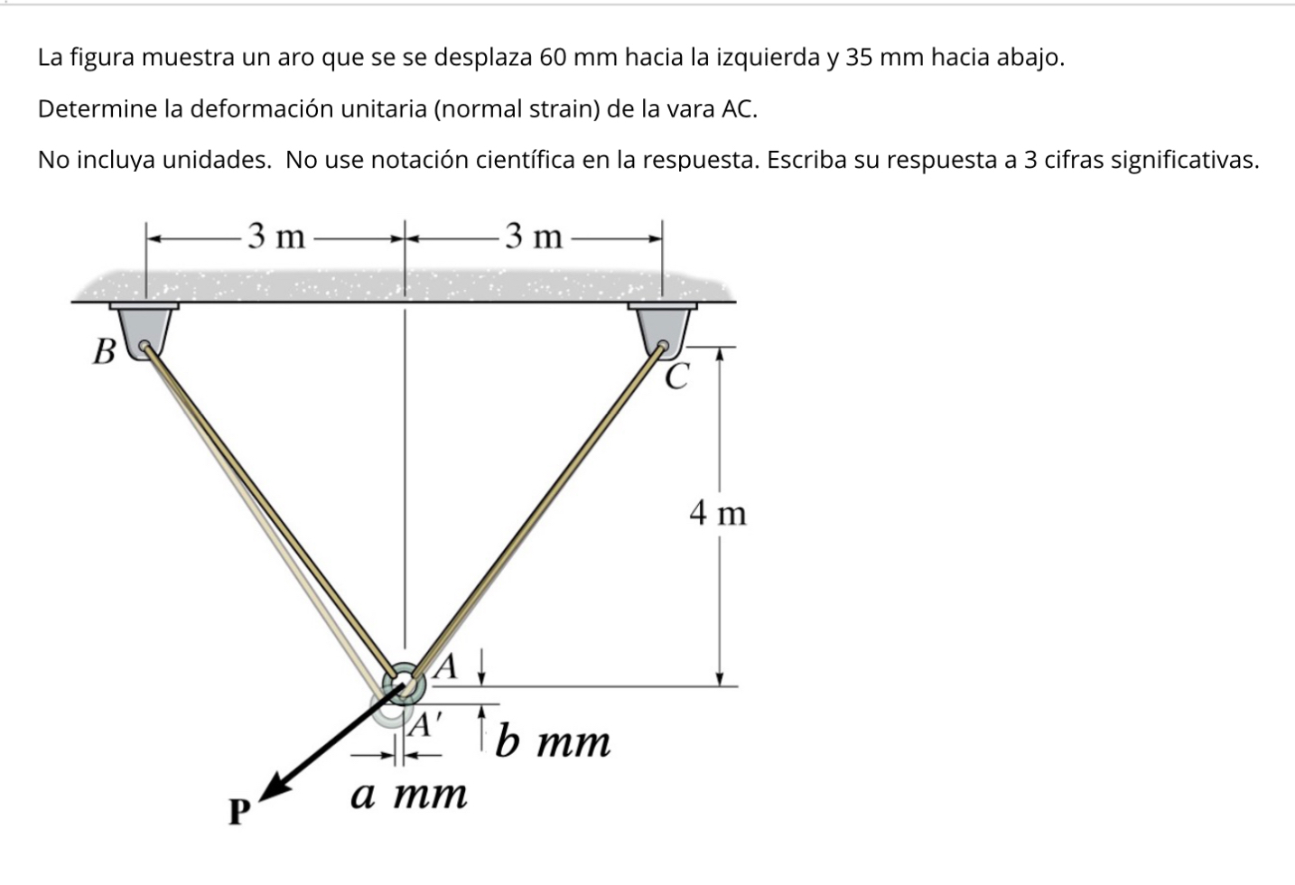 The figure shows a hoop that is displaced 6 0 mm