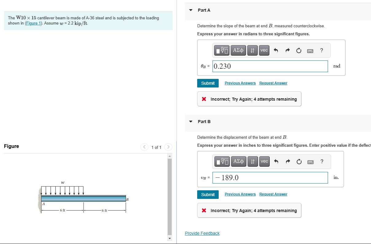 The W 1 0 \ times 1 5 cantilever beam is made of