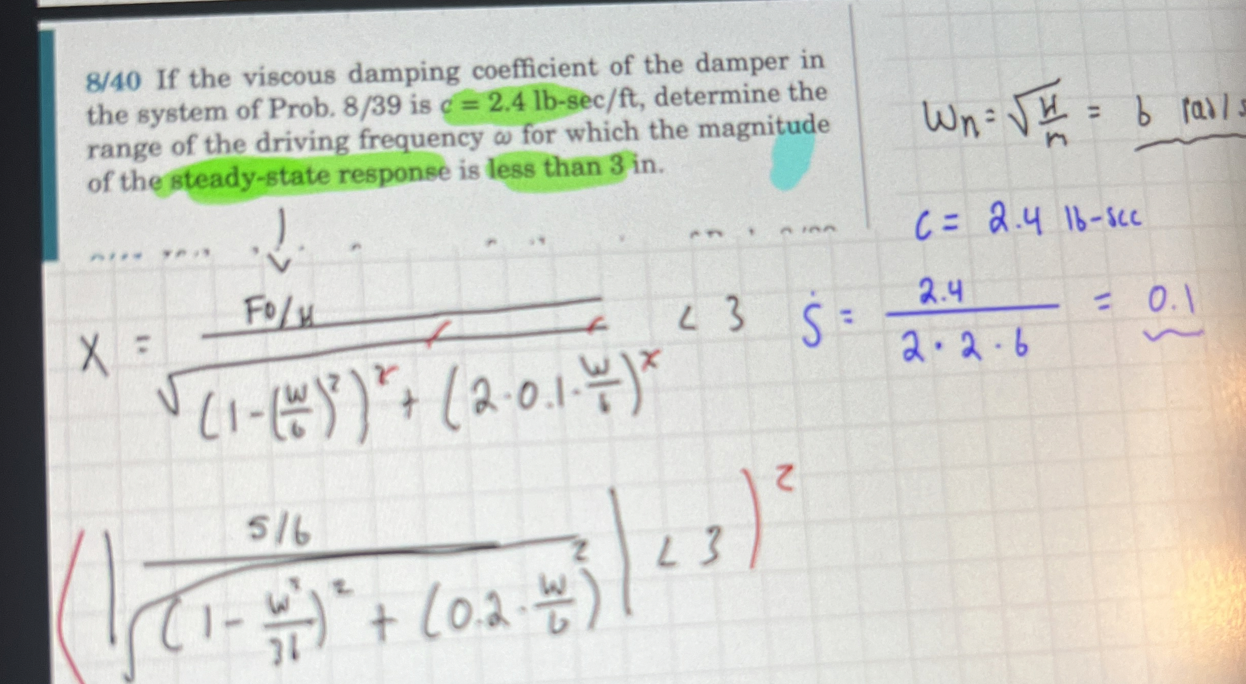 How to solve 8 / 4 0 If the viscous damping