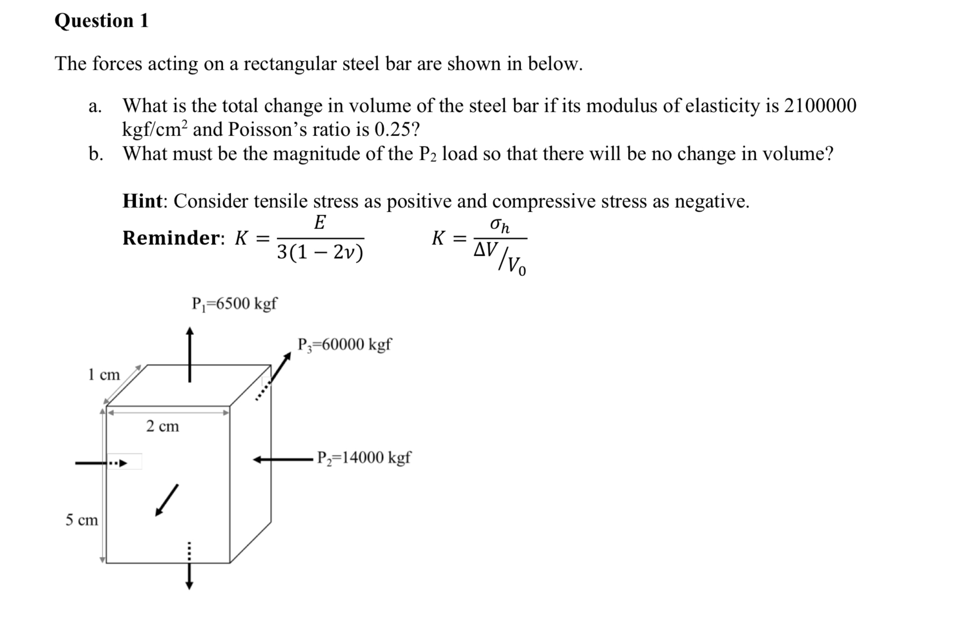 Question 1 The forces acting on a rectangular