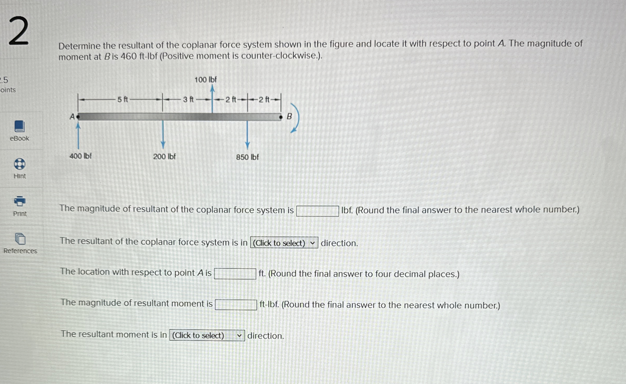 Determine the resultant of the coplanar force