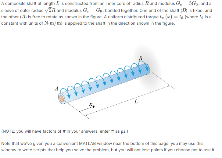 A composite shaft of length L is constructed from