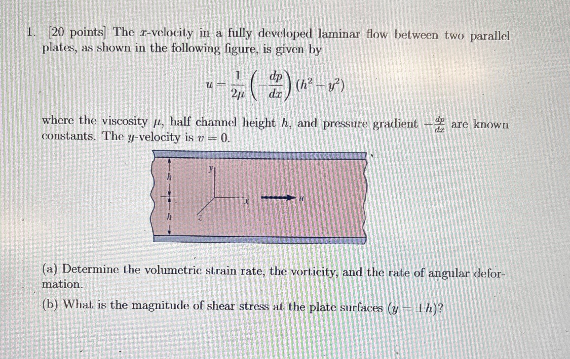 [ 2 0 points ] The x - velocity in a fully