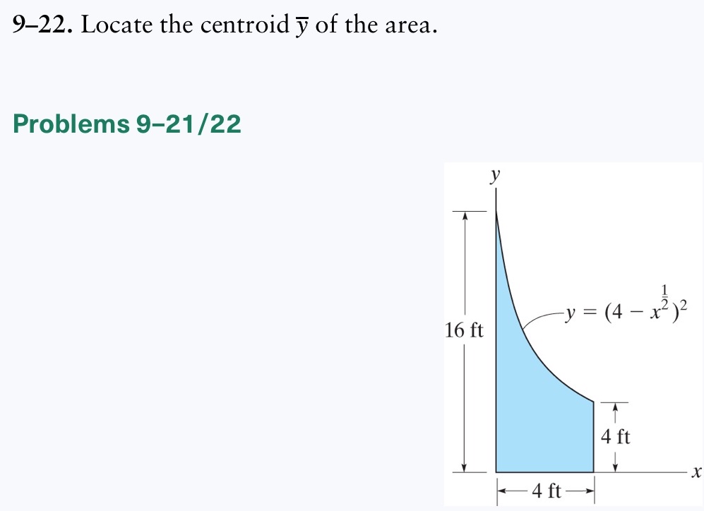 9 - 2 2 . Locate the centroid ? b a r ( y ) of