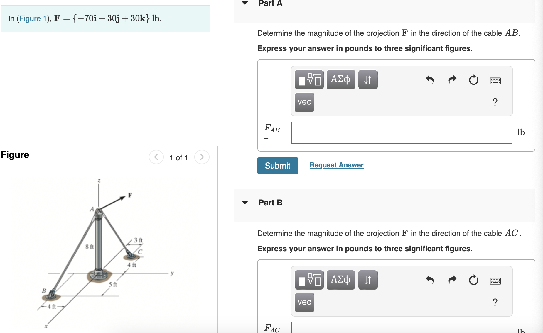 l n ( Figure 1 ) , F = { - 7 0 i + 3 0 j + 3 0 k
