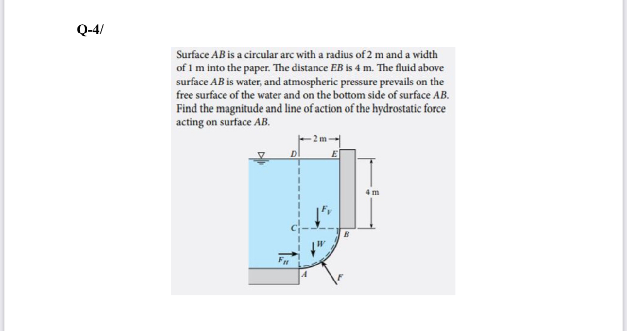 Q - 4 / Surface A B is a circular arc with a