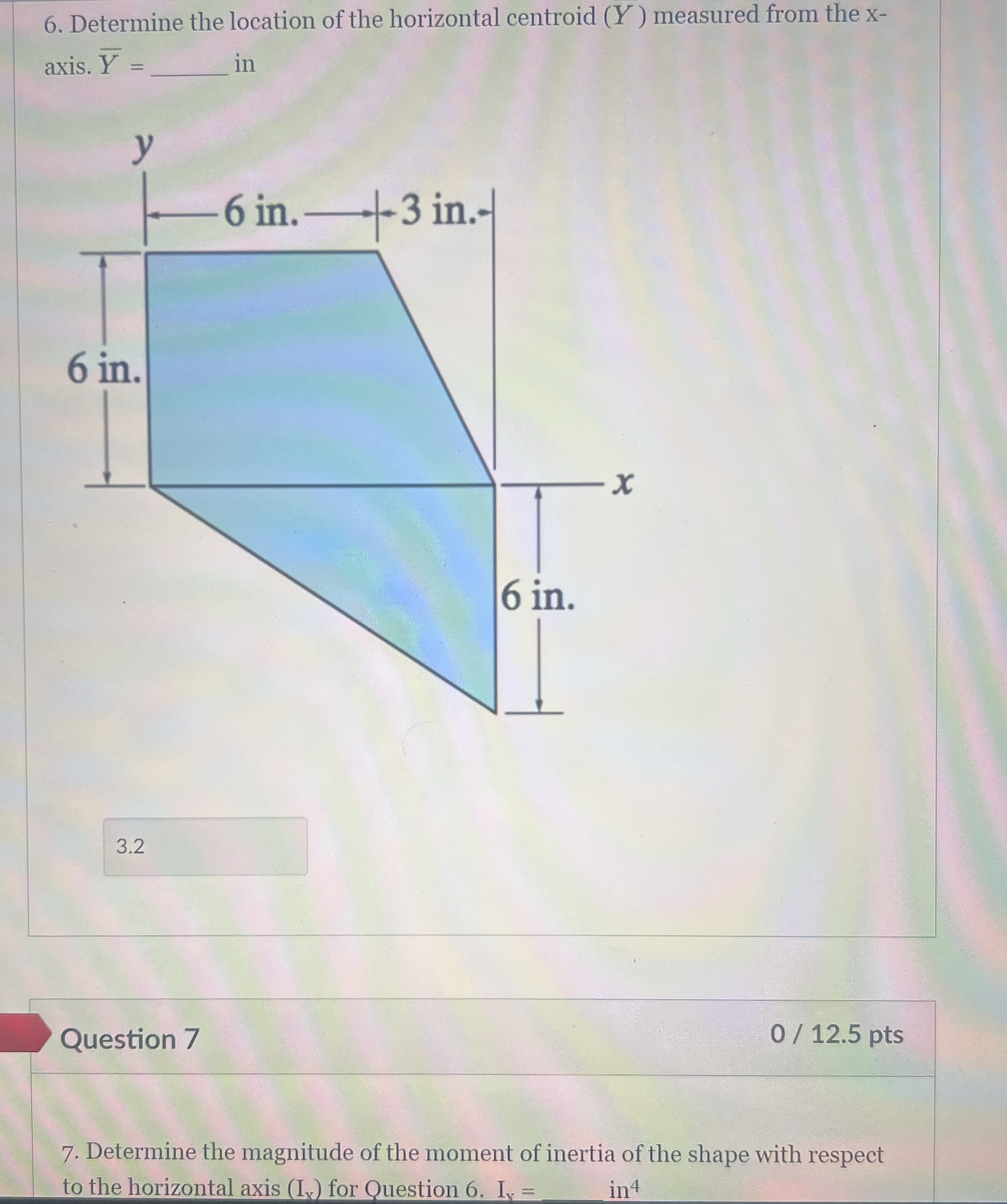 Determine the location of the horizontal centroid
