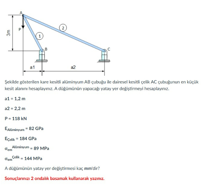 ekilde g sterilen kare kesitli al minyum A B ubu