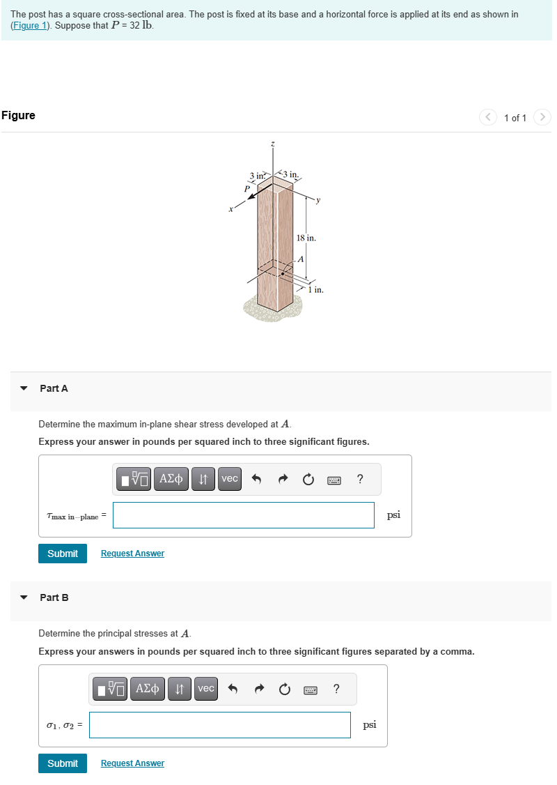 The post has a square cross - sectional area. The