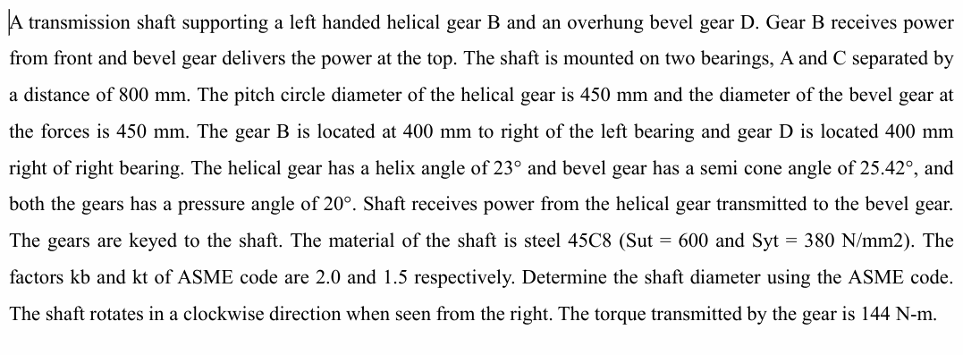 A transmission shaft supporting a left handed