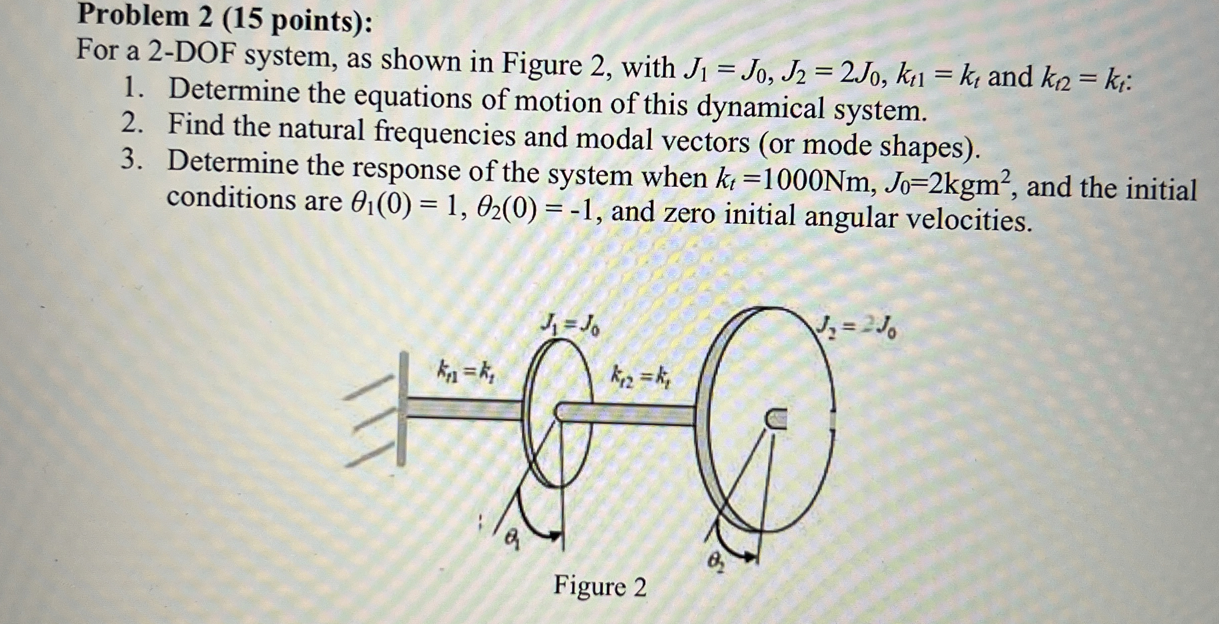 Problem 2 ( 1 5 points ) : For a 2 - DOF system,