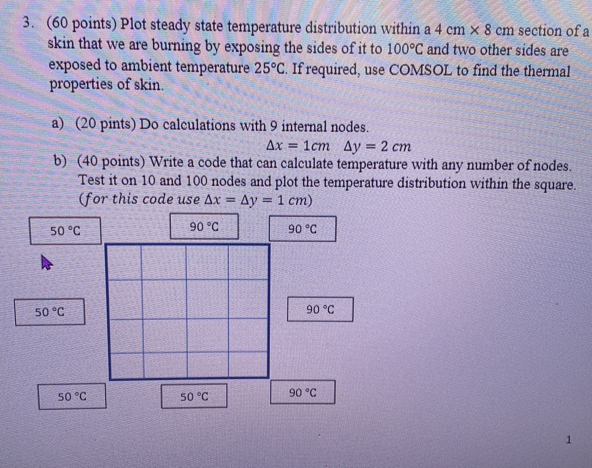 ( 6 0 points ) Plot steady state temperature