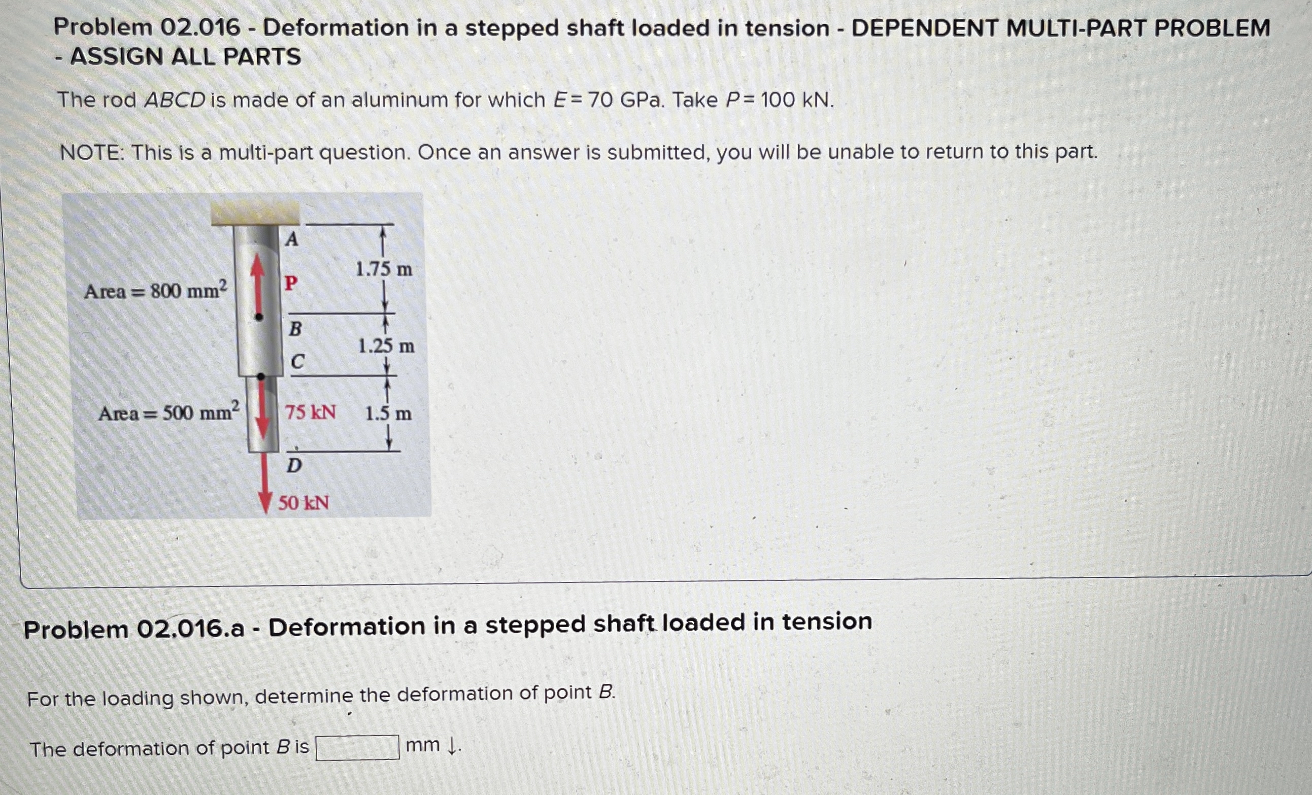 Problem 0 2 . 0 1 6 - Deformation in a stepped