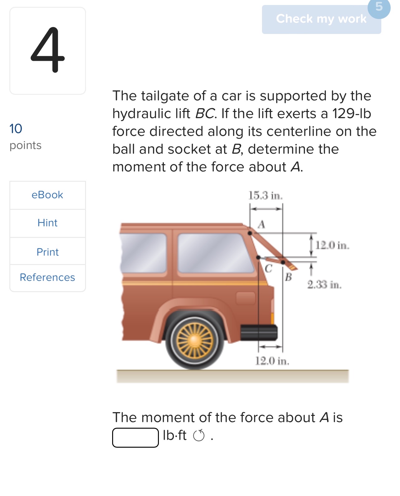 1 0 points References The tailgate of a car is