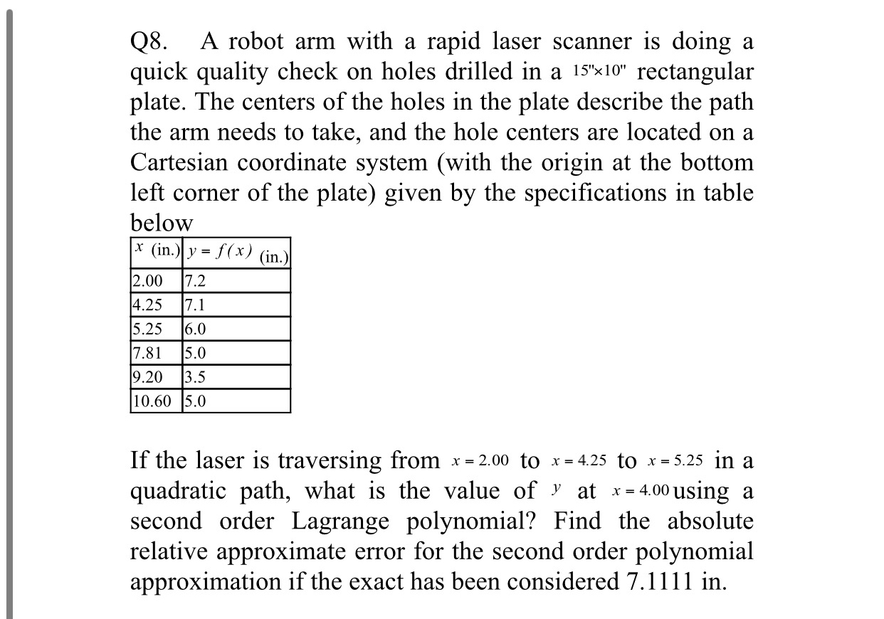 Q 8 . A robot arm with a rapid laser scanner is
