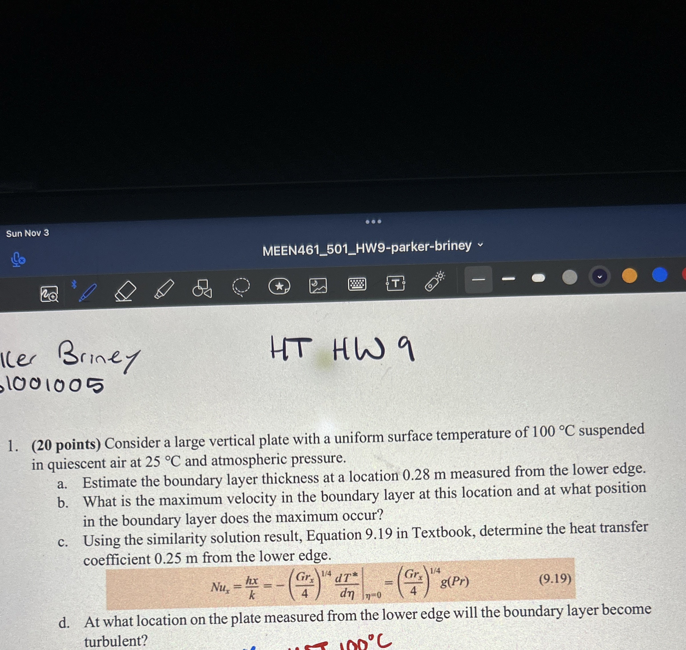 Sun Nov 3 MEEN 4 6 1 _ 5 0 1 _ HW 9 - parker -