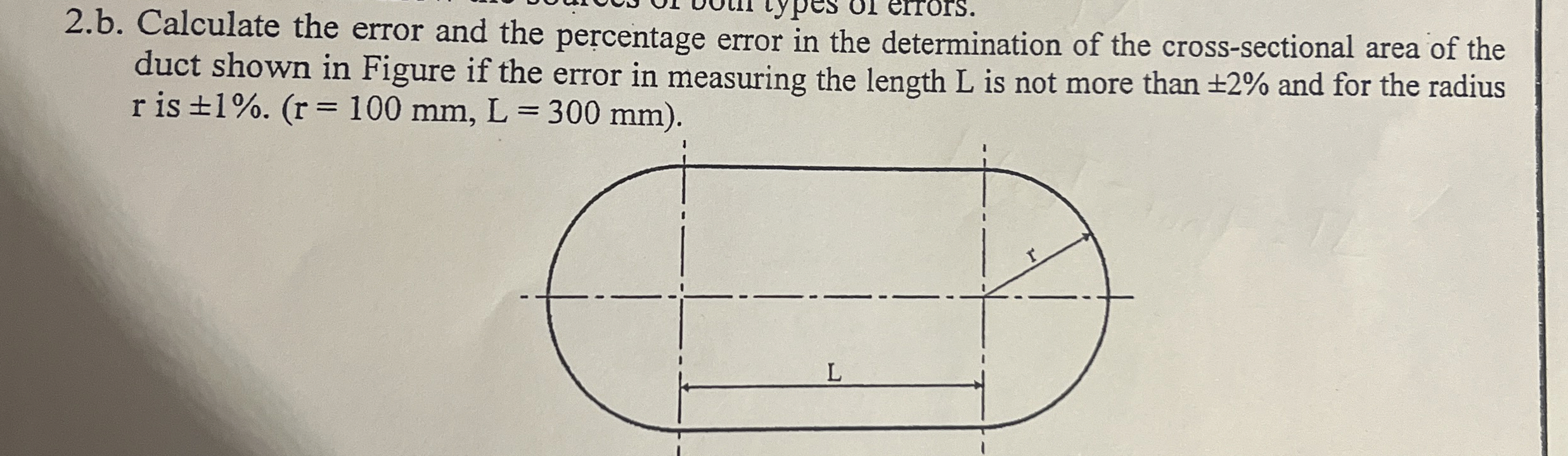 2 . b . Calculate the error and the percentage