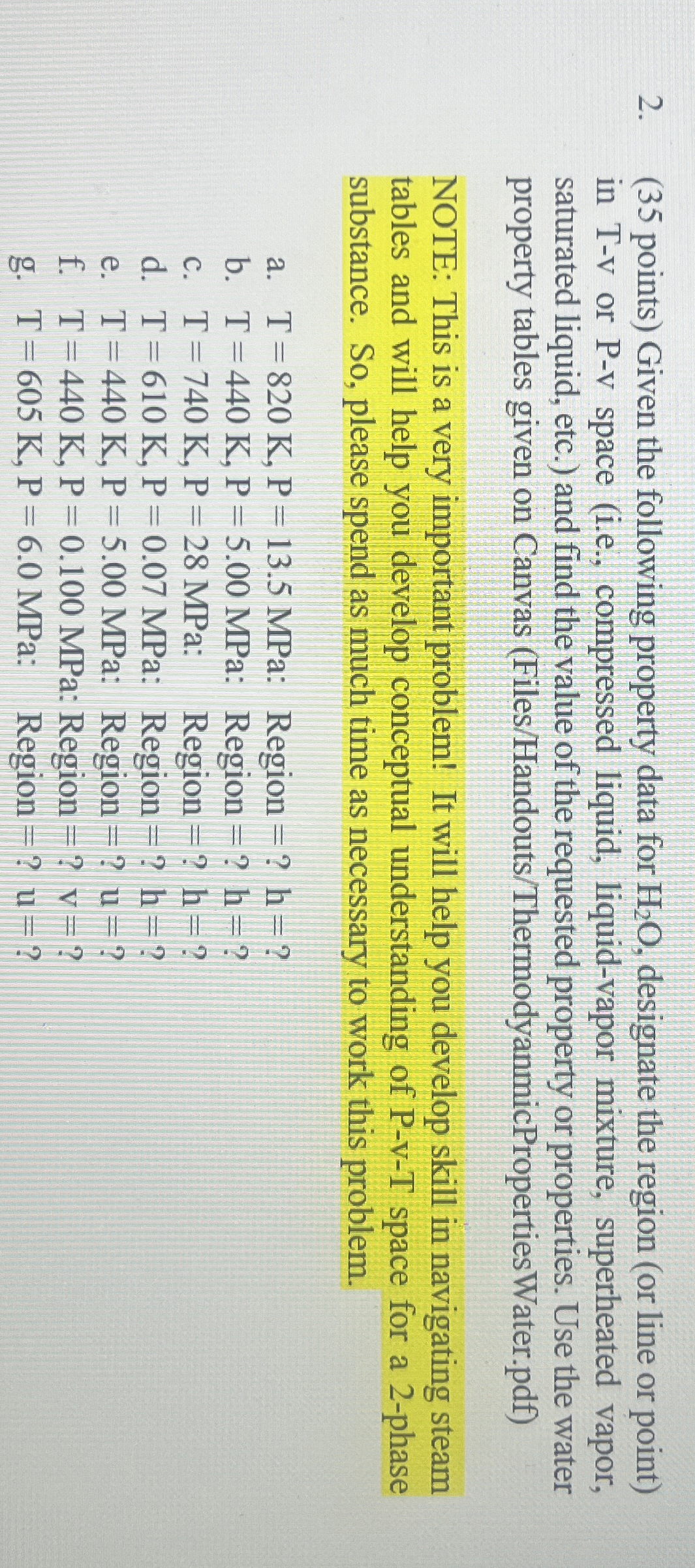 ( 3 5 points ) Given the following property data