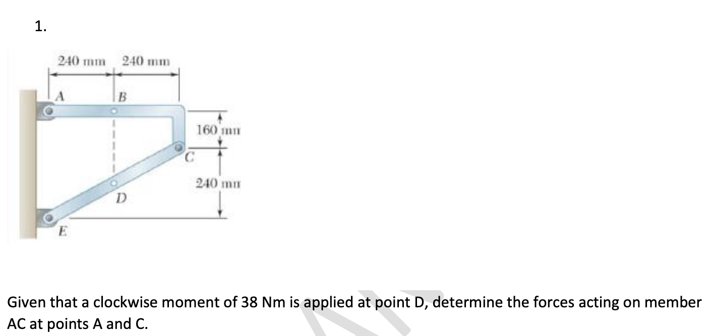 Given that a clockwise moment of 3 8 Nm is