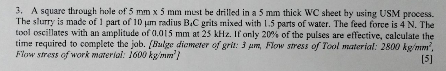 A square through hole of 5 m m 5 m m must be