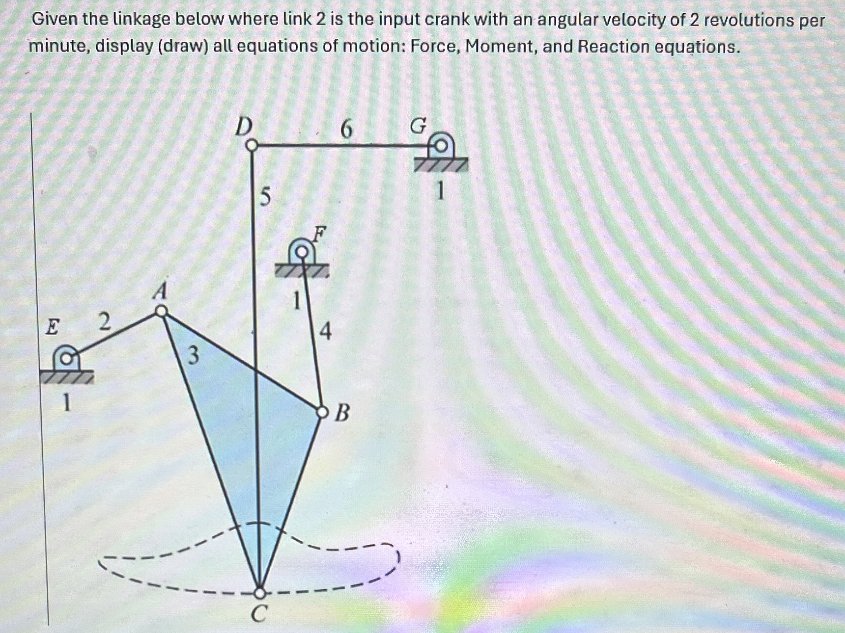 Given the linkage below where link 2 is the input