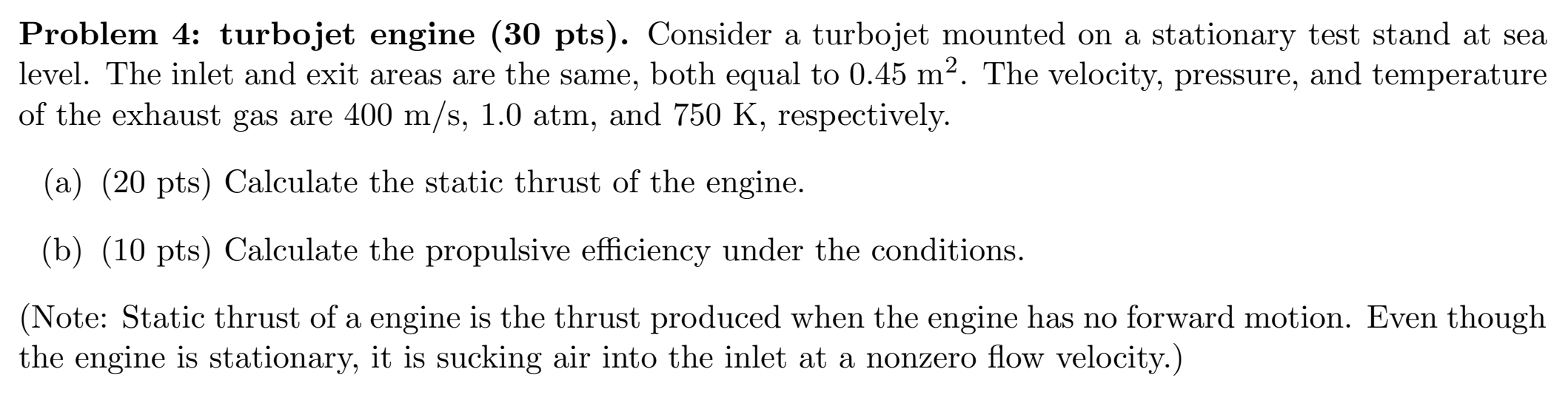 Problem 4 : turbojet engine ( \ ( \ mathbf { 3 0