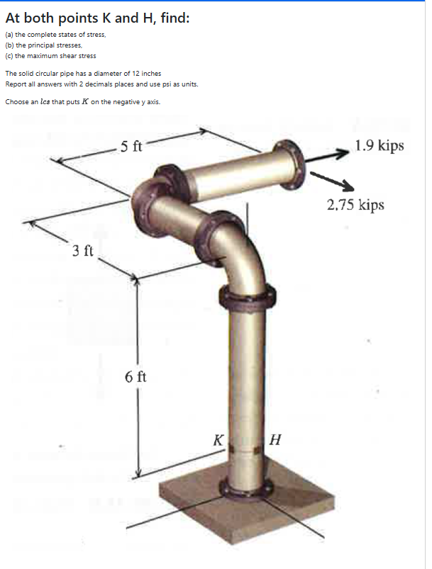 At both points K and H , find: ( a ) the complete