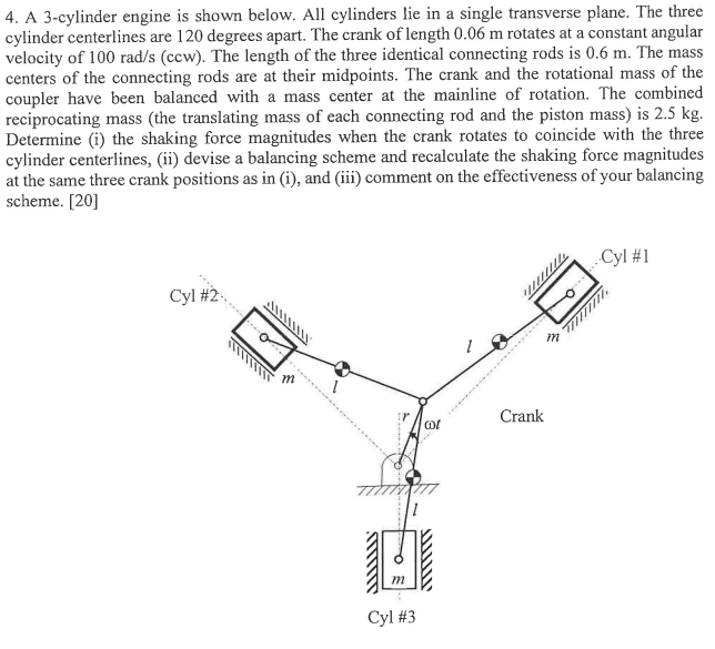 A 3 - cylinder engine is shown below. All