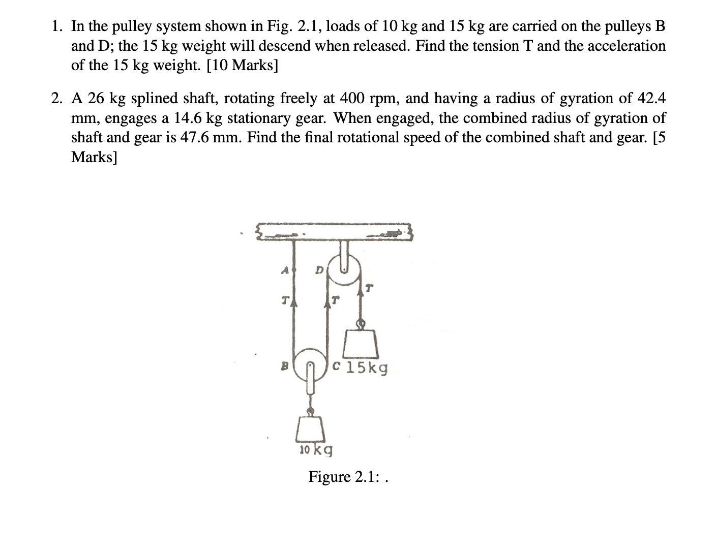 In the pulley system shown in Fig. 2 . 1 , loads