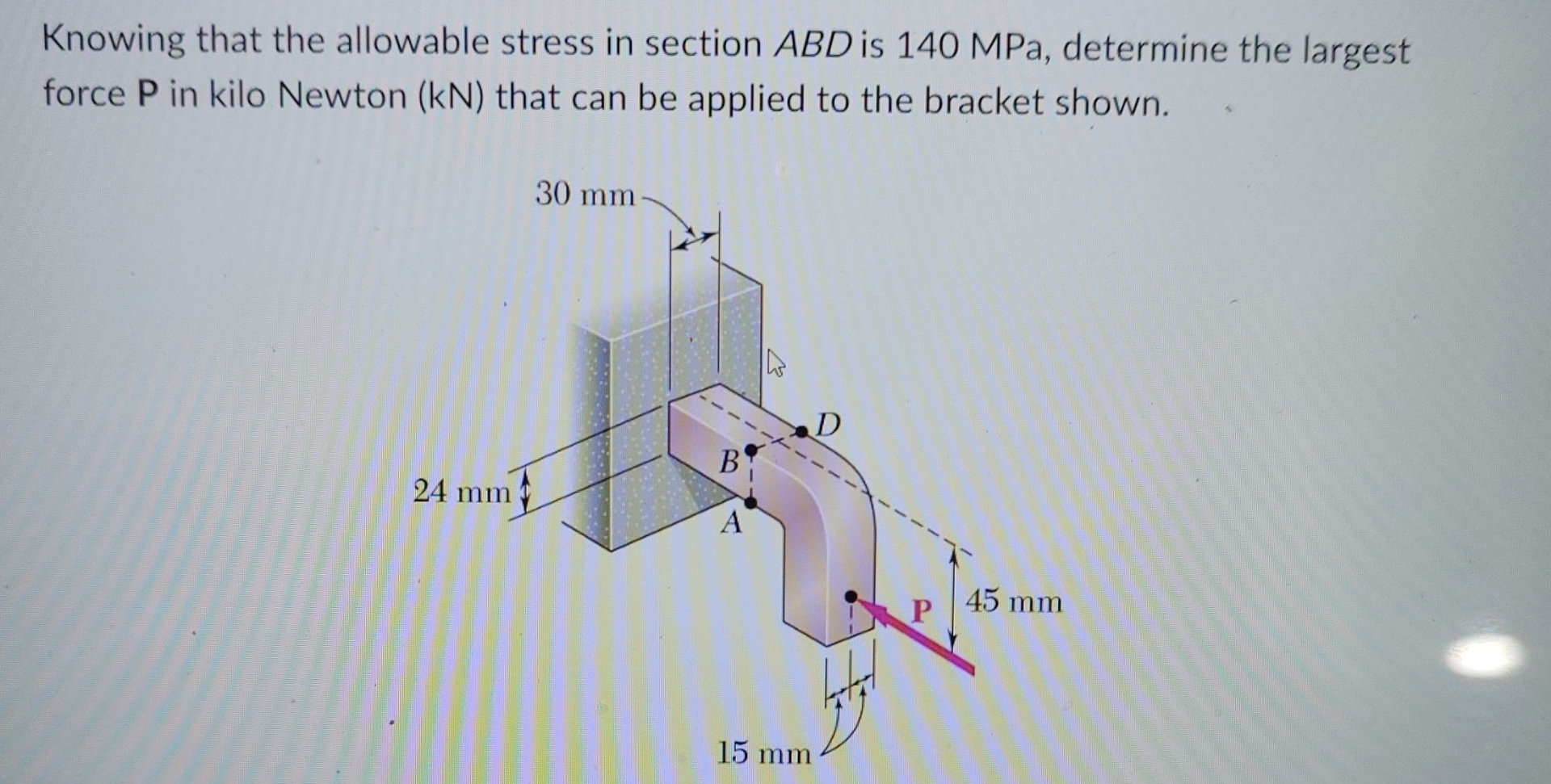 Knowing that the allowable stress in section ABD
