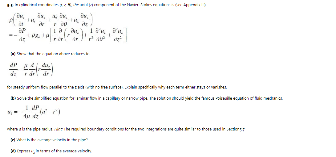 5 . 5 . In cylindrical coordinates ( r , z , ) ,