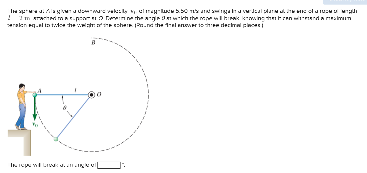 The sphere at \ ( A \ ) is given a downward