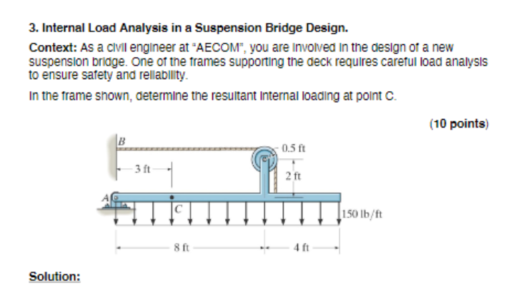 Internal Load Analysis in a Suspension Bridge