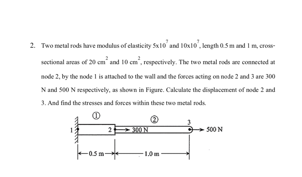 Two metal rods have modulus of elasticity 5 1 0 7