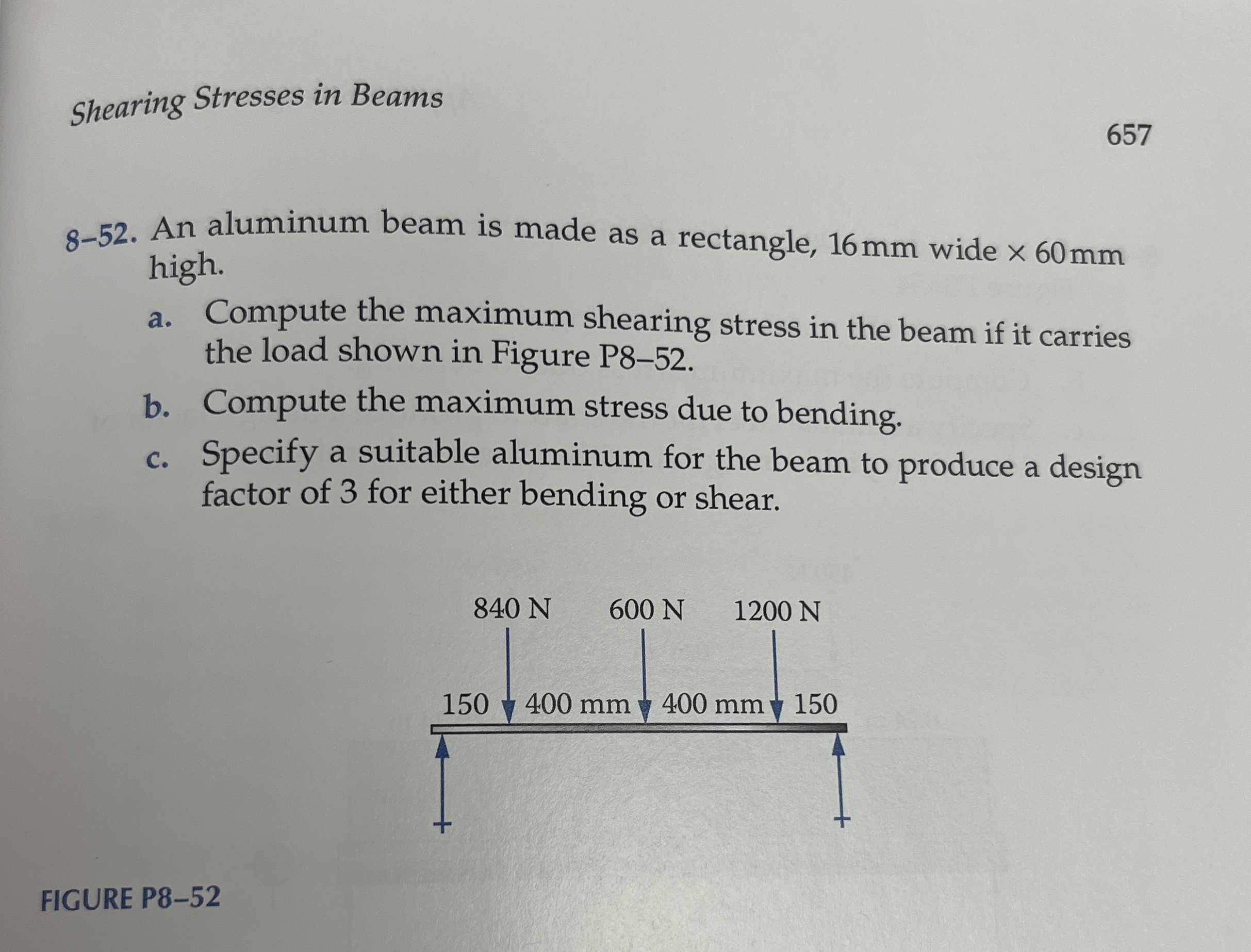 8 - 5 2 . An aluminum beam is made as a