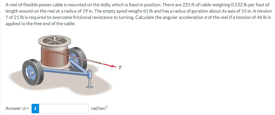 A reel of flexible power cable is mounted on the